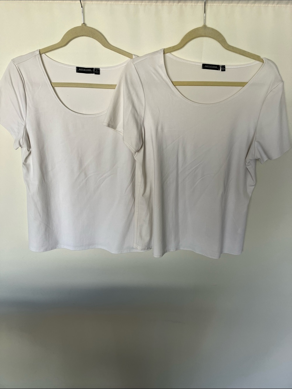 Notations white short sleeve shirts.